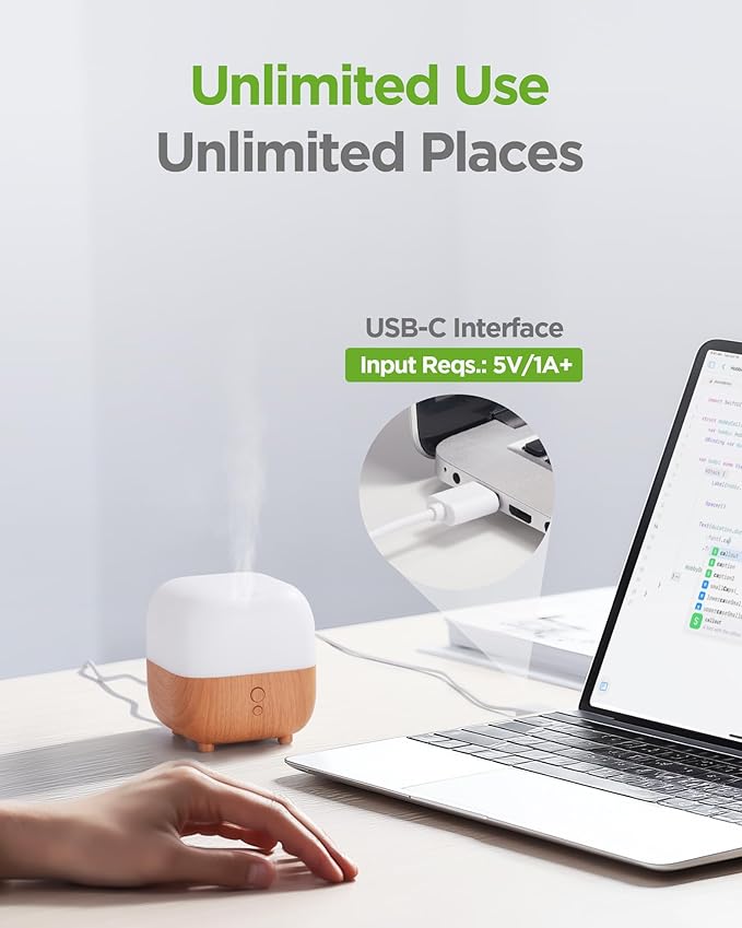 InnoGear 150ml Essential Oil Diffuser, 5-in-1 Diffusers for Home Scent 8 LED Color Aromatherapy Diffuser Air Desk Mini Humidifier Small Vaporizer Aroma Diffuser for Computer Laptop Office, Medium - Image 4