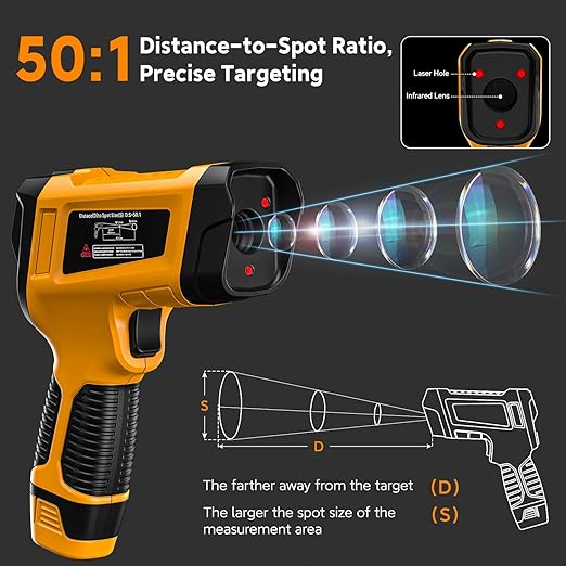 -58°F to 3992°F High-Temp Infrared Temperature Gun, Industrial Laser Thermometer Gun High Precision Triple Laser Non-Contact Pyrometer Termometer for Furnace, Kiln, Forge, Furnace, Engine, HVAC - Image 5
