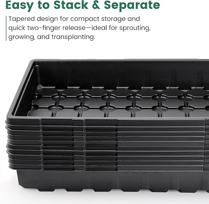 MIXC 10 Pack 1020 Seed Starter Trays, Extra Thick Heavy Duty Trays - No Holes, No Leak, Reusable Propagation Flats for Microgreens, Seedlings, Plant Germination, Fodder and Transplant - Image 4