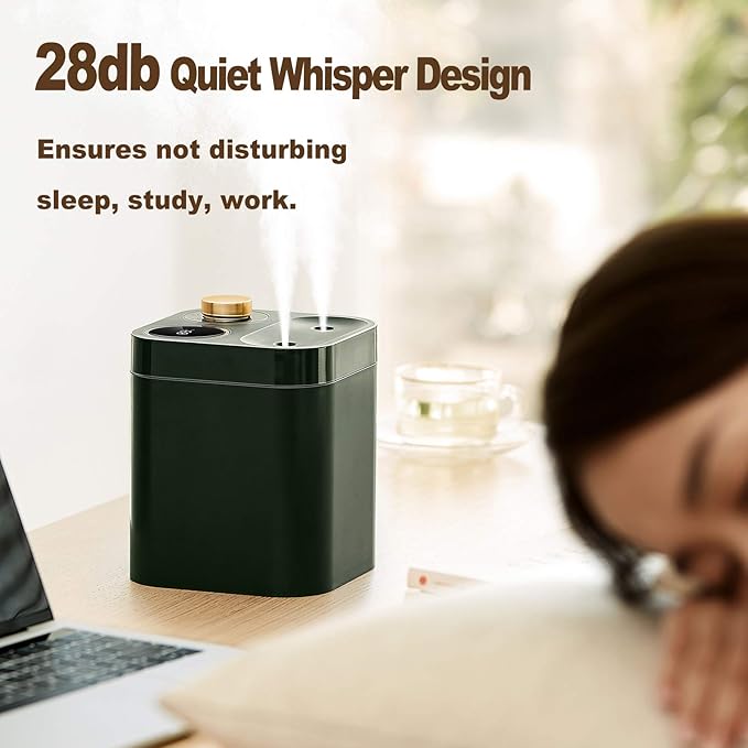 Portable Cordless Plant Humidifier 800ml Orfonbi, Battery Operated Small Cool Mist Humidifiers for up to 8 Hours, 28db Quiet, USB Rechargeable Mini Humidifier for Baby, Bedroom, Home, Office Green - Image 4