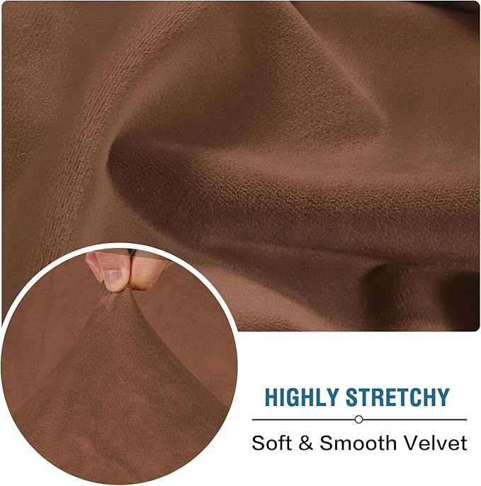 H.VERSAILTEX Velvet Stretch Individual Chaise Cover Sectional Couch Covers for L Shaped Sofa Both Left/Right Furniture Protector Seat Cushion Sofa Cover (1 Piece Chaise Cover, Caramel) - Image 5