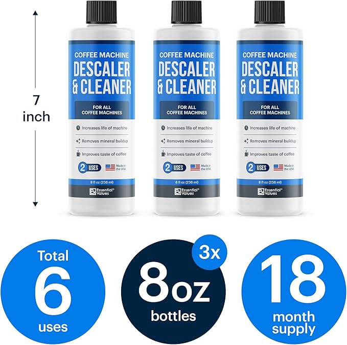 Descaling Solution (6 Uses) Coffee Machine Descaler Cleaner | Compatible with Breville Keurig Nespresso Delonghi & More | Liquid To Descale Automatic Coffee Makers & Espresso Machines 3 pack - Image 4