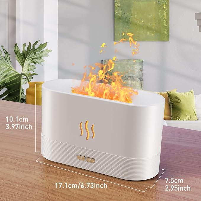 Colorful Flame Air Aroma Diffuser Humidifier, Upgraded 7 Flame Color Noiseless Essential Oil Diffuser for Home,Office,Yoga with Auto-Off Protection 180ml (8Hours White) - Image 9