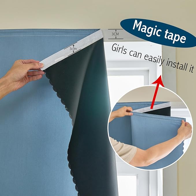 Adhesive Curtain 100% Blackout No-Drill Easy Install for Bedroom Blinds Light Blocking (Sky Blue-47 W x 84" L-1P) - Image 6