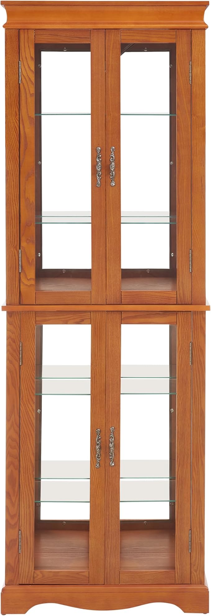 Glass Curio Cabinet with Lights & Adjustable Shelves, Corner Cabinet for Kitchen, Living Room, Office (Free Standing, Light Bulb Included) - Walnut, 70.08"H x 23.82"W x 11.81"D - Image 7