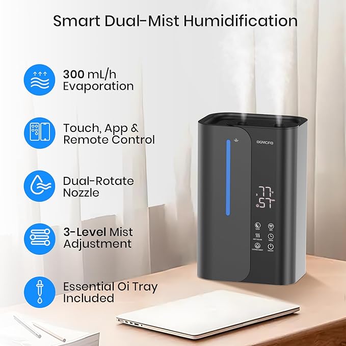 5L Smart Air Humidifiers for Bedroom with Essential Oils, Top Fill 50H Runtime Cool Mist Large Humidifiers for Home Bedroom Nursery, 28 dB Quiet Humidifier for Baby & Plants - Image 3