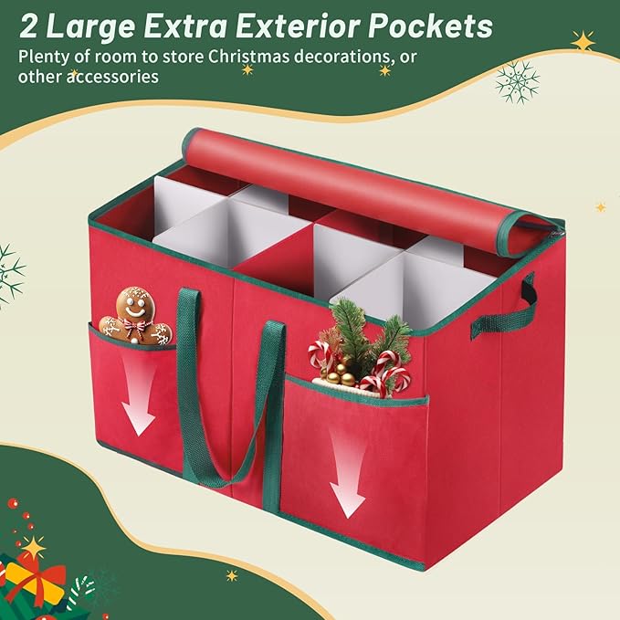 Nutcracker Storage Containers and Figurine Collectibles Storage Box， Large Ornament Storage Organizer Stores Up to 8 Holiday Christmas Nutcrackers Figurines-Carolers Ornaments Red/15 Inches - Image 6
