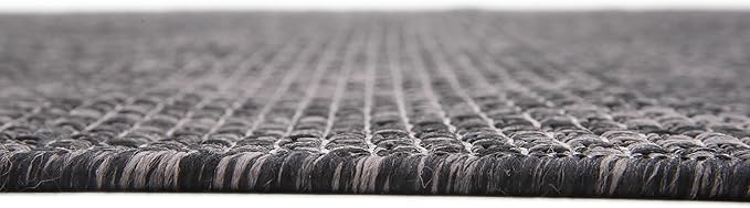 Unique Loom Collection Casual Transitional Solid Heathered Indoor/Outdoor Flatweave Area Rug (6' 1" x 9' Rectangle, Black/Ivory) - Image 9