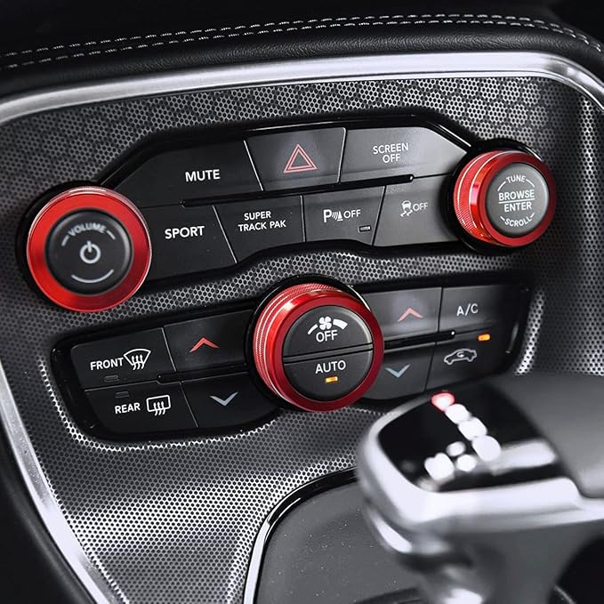 Auprite Climate Control Knob Covers for Challenger Accessories 2015-2023 2024, for Dodge Charger 2015-2023 2024, for Dodge Chrysler 300/300s 2015-2024,3Pcs Kit (Red) - Image 6
