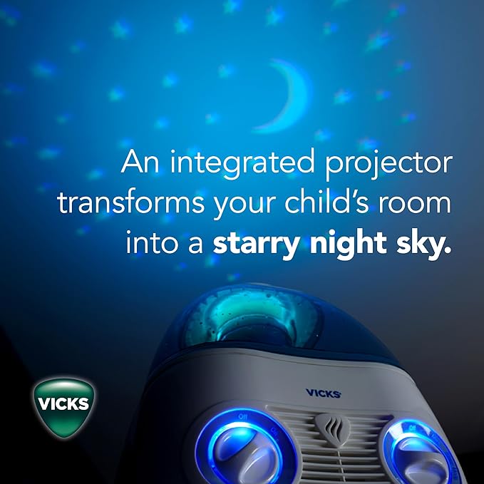 Vicks Starry Night Filtered Cool Mist Humidifier, Medium to Large Rooms, 1 Gallon Tank – Cool Mist Humidifier for Baby and Kids Rooms with Light Up Star Night Light Display, Works with Vicks VapoPads - Image 5