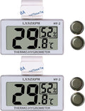 Reptile Hygrometer Thermometer, Digital Amphibian Hygrometer Thermometer with Hook, Temperature Humidity Meter Gauge for Reptile Tanks, Terrariums, Vivarium, LCD Display (2 Packs) by GXSTWU