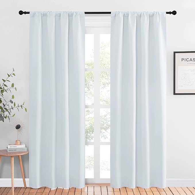 NICETOWN Kitchen Room Darkening Curtains - Window Treatment Thermal Insulated Rod Pocket Room Darkening Curtains/Drapes for Bedroom (2 Panels, 42 by 84, Platinum - Greyish White) by NICETOWN