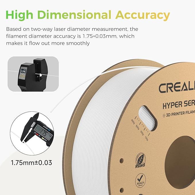 Creality Hyper PLA Filament White 2KG, Up to 600mm/s High Speed 3D Printer Filament PLA, No-Tangling Stronger Toughness Fit Most 3D Printers - Image 5