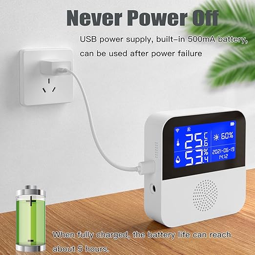 WiFi Thermometer Hygrometer with Waterproof Probe: Smart Temperature Humidity Sensor with LCD Backlit Screen & Calibration Function, App & Buzzer Alert, Indoor Temperature Monitor for Home Pet - Image 5