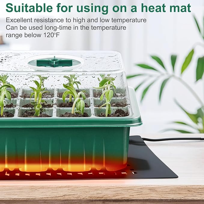 10 Pack Seed Starter Tray Seed Starter Kit (120 Cells Total Tray) with Adjustable Humidity Dome, Plant Germination Trays, Seed Starting Trays Mini Greenhouse Germination Kit for Seeds Growing Starting - Image 7