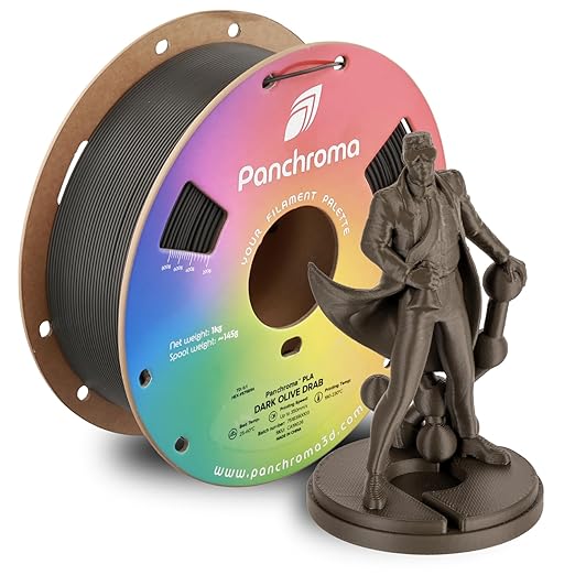Panchroma PLA Dark Olive Drab 3D Printer Filament, 1.75mm, 1kg Spool, Easy to Print, High Speed Printing, Tangle Free, AMS Compatible, Perfect for Toys, Decor, Miniatures, Models & Cosplay by Polymaker