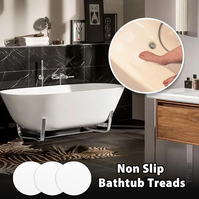 24 PCS Bathtub Non Slip Stickers Clear Adhesive Decals Round Shape Anti Slip Shower Stickers Bath Non Slip Stickers for Floor Bathroom Stairs Ladders with Scraper - Image 4