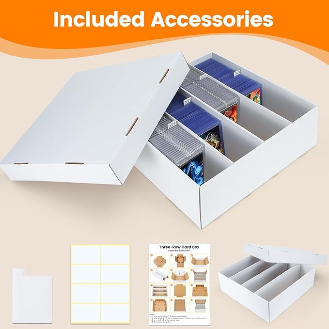 4 Pack Trading Card Storage Box - 4 Rows Divided Cardboard Case, Compatible with Top Loader One Touch for Sports Card Storage - Image 5