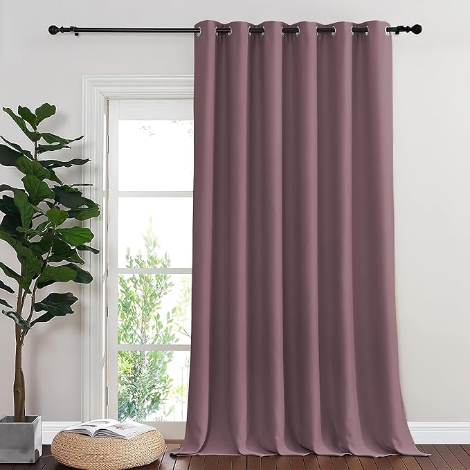 NICETOWN Blackout Room Divider Curtains for Sliding Glass Doors 102 Inches Long 1 Panel, Extra Wide Curtains for Doorway Patio Bedroom Living Room (Dry Rose, 80Wx102L, 1 Panel) by NICETOWN