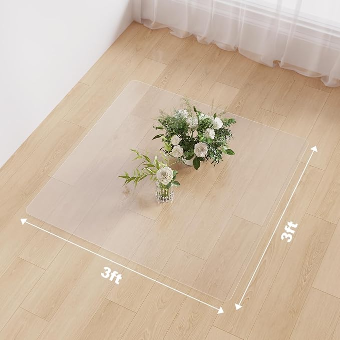 3'×3' Frosted Clear Waterproof Area Mat for Hard Floor, No Scratches Plastic Floor Mat for Litter Boxes, Spill-Resistant Easy Cleaning Floor Protector for Under Refrigerator, Plant Pots - Image 2