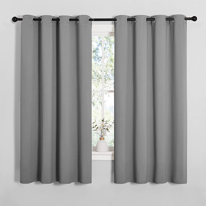NICETOWN Silver Grey Blackout Curtain Panels for Bedroom, Thermal Insulated Grommet Top Blackout Draperies and Drapes for Basement (2 Panels, W55 x L68-inch) by NICETOWN