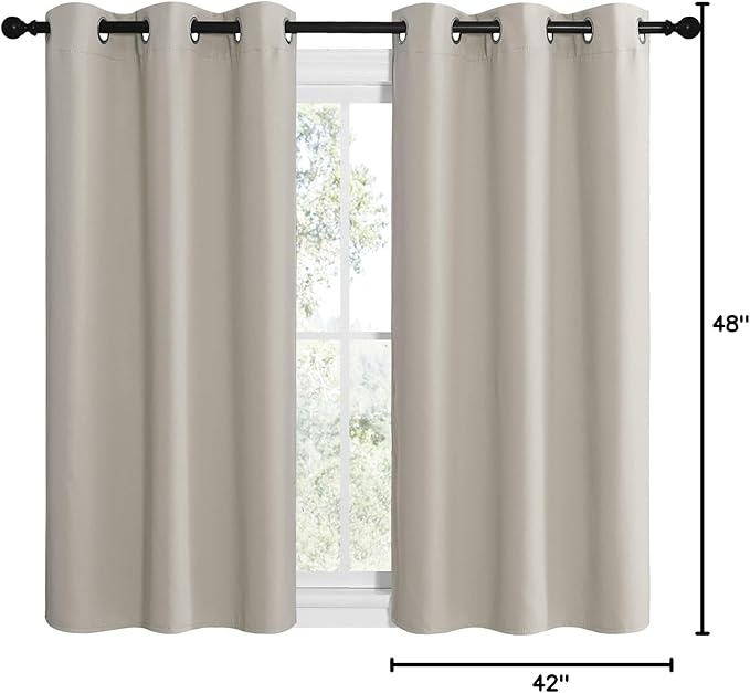 NICETOWN Kitchen Curtains for Decoration, Thermal Insulated Grommet Room Darkening Draperies/Panels for Laundry (Natural, 2 Panels, W42 x L48 inches) - Image 10