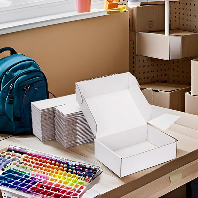Small Shipping Boxes 9x9x3 Inch (25 Pack) - Sturdy White Corrugated Cardboard Boxes for Small Business, Ecommerce, Mailing & Packaging | Recyclable Gift & Storage Boxes - Image 4