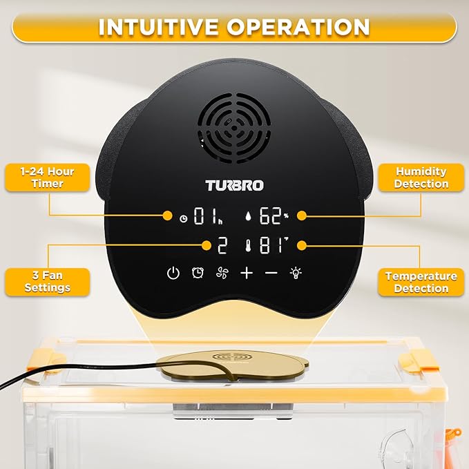 TURBRO 55L Pet Incubator, Precision Temperature Control for Puppy & Kitten Care, with Adjustable Fan Speed, Multifunctional LED Panel, Respiratory Support Nebulizer, Humidity Monitoring - Image 3