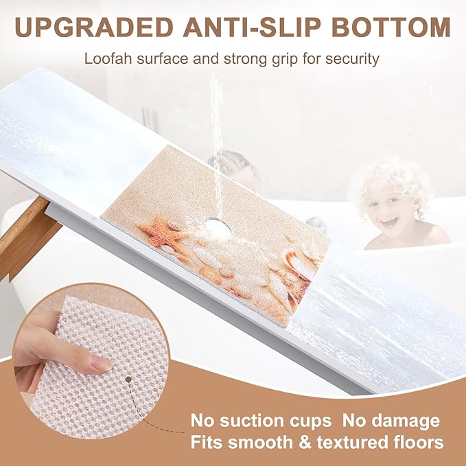 Square Shower Mat Non Slip: 36x36 Inch Extra Large Shower Mats with Drain Hole in Middle -Anti Slip Shower Mats for Inside Shower -Loofah Shower Floor Mat Bath Mat for Shower Stall Bathtub Elderly - Image 4