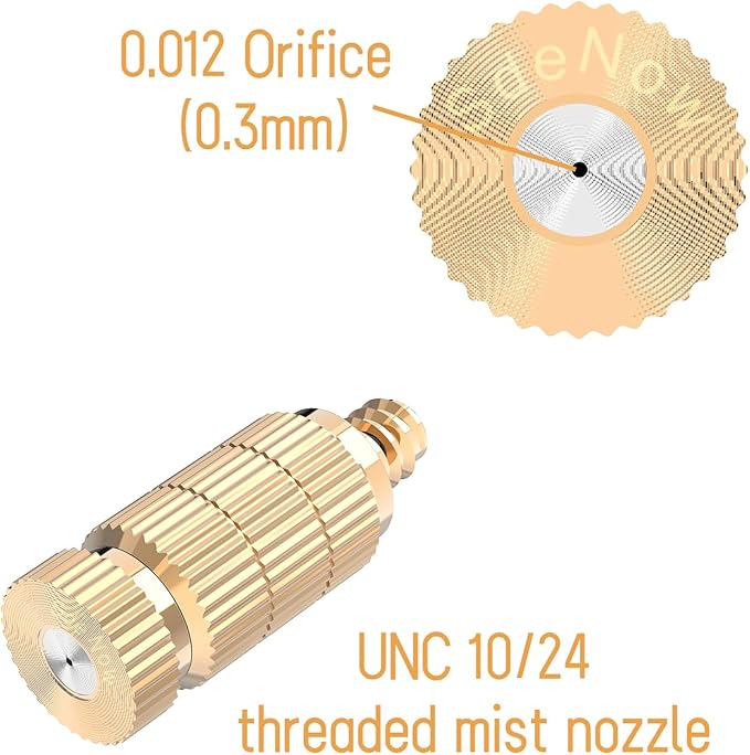 Brass Anti-drip Fogging Spray Head Outdoor Cooling System, 0.012" Orifice (0.3mm) 10/24 UNC Thread Misting Nozzle, 20 Pcs - Image 4