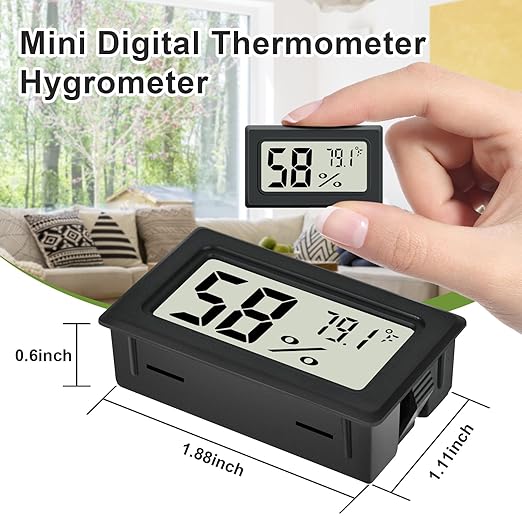 Humidity Meter Indoor Thermometer 6-Pack Mini Digital Thermometer Hygrometer Indoor Temperature Humidity Meters Gauge LCD Display Fahrenheit (℉) for Greenhouse, Reptile Tank, Cellar, Closet - Image 2