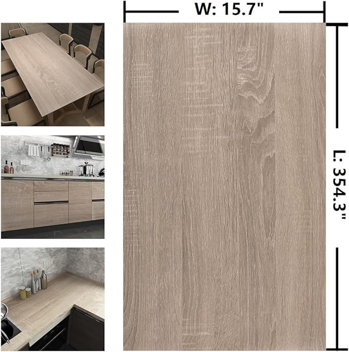 15.7"x 354" Gray Wood Wallpaper Textured Peel and Stick Wallpaper Wood Grain Contact Paper Waterproof Removable Faux Wood Wall Paper Decor for Furniture Cabinets Crafts Bedroom Living Room - Image 7