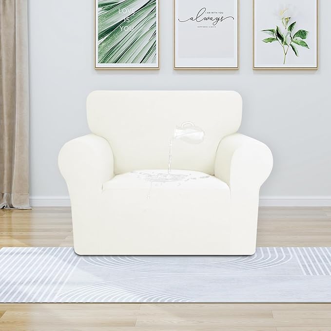 PureFit 100% Dual Waterproof Couch Cover Slipcovers for Couches and Sofas - Stretch Non Slip Fleece Sofa Covers Washable, Leakproof Furniture Protector for Kids, Pets, Dog (Chair, Beige) - Image 2