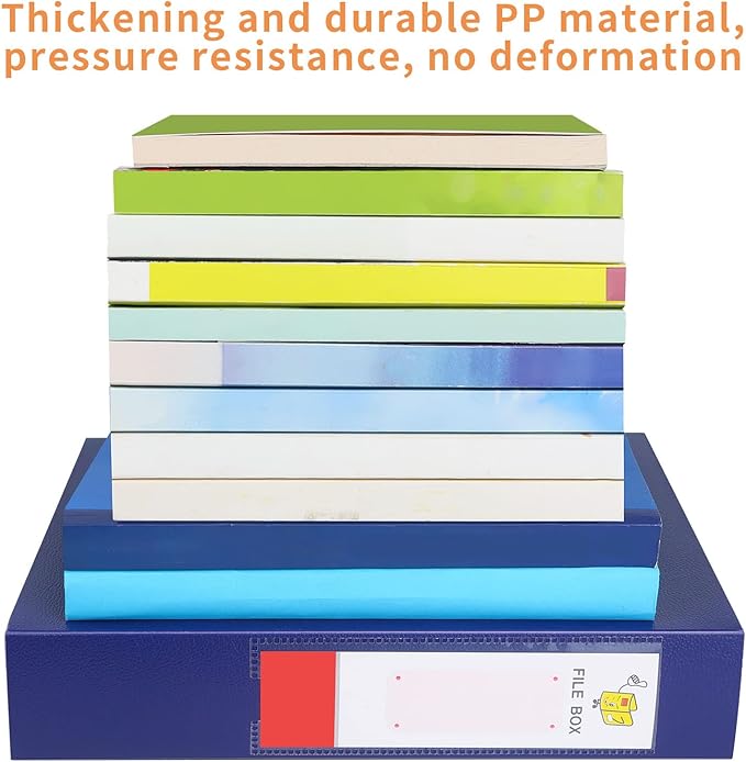HUA JIE 2 Pack A4 Storage File Boxes Archives Case,65mm Spine,Box File Document Storage Box for Office School -Blue - Image 5