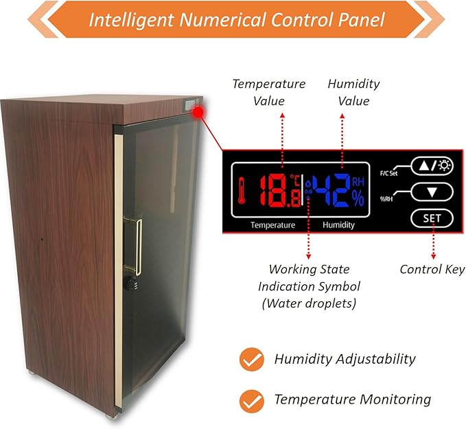 INTSUPERMAI 110V Smart Dry Cabinet with Humidifier Dehumidifier, Musical Instrument Storage Cabinet for Violins 35-60% RH Control Basses Display Case Lockable Musical Instrument Storage Box - Image 5