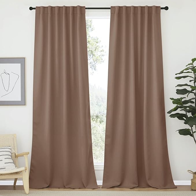 NICETOWN Blackout Curtains and Draperies for Living Room - (Cappuccino Color) 52 inches Wide by 95 inches Long, Set of 2 Pieces, Insulated Solid Drape Panels by NICETOWN