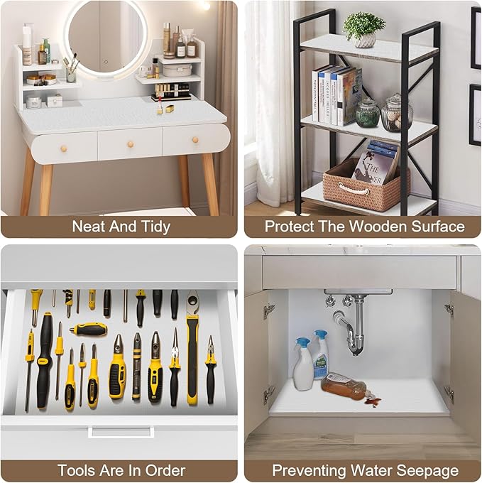 OcePor Non-Adhesive Drawer and Shelf Liner 12IN x 30FT, Non Slip Cabinet and Cupboard Liner, Kitchen Cabinet Liners for Shelves,Waterproof Drawer Shelf Liners for Cabinets/Bathroom Cupboard, White - Image 7