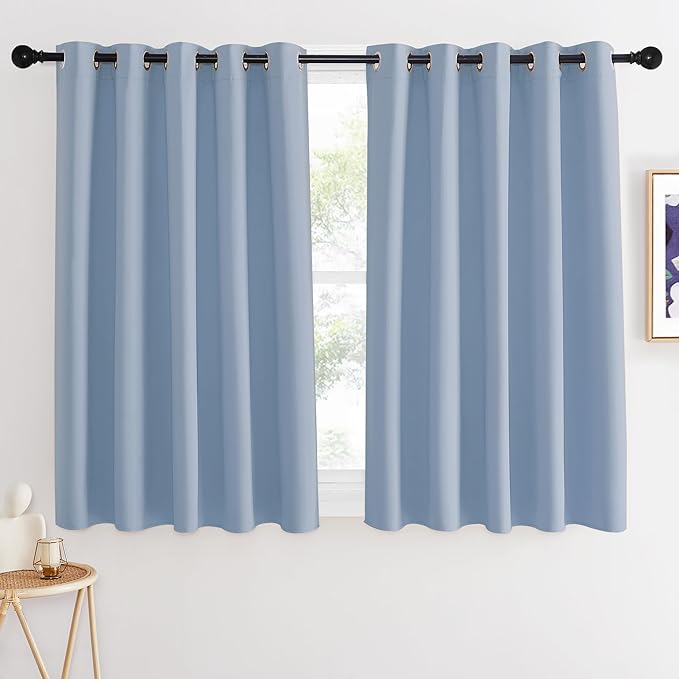 NICETOWN Blackout Curtains 54 Inches Long, Thermal Insulated Room Darkening Curtains for Bedroom, Window Treatment Drapes for Living Room Nursery (W66 x L54 Inch, Vintage Blue, 1 Panel) by NICETOWN