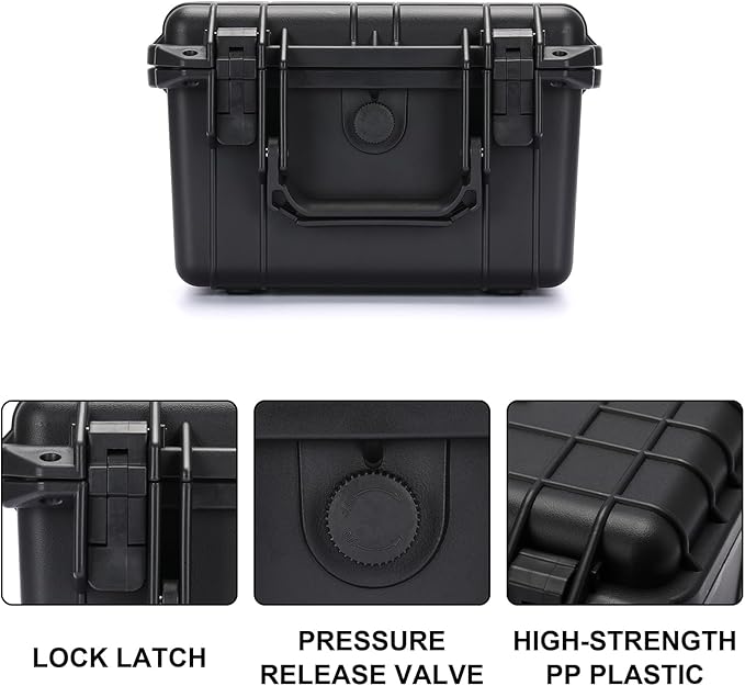 Mayouko Portable Tool Box with Shock- Proof Sponge, Water Proof Grade IP67, Waterproof Hard Case with Foam Insert, Weather Proof Box, 9.3"Lx 8"Wx 4.4"H - Image 4
