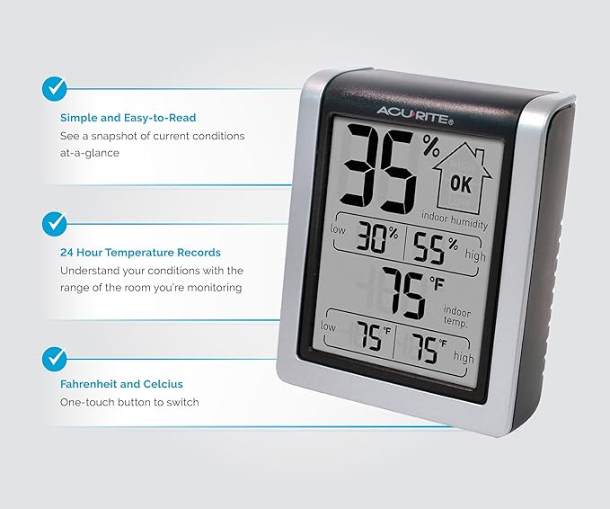 AcuRite Wireless Digital Indoor Thermometer and Hygrometer Monitor for Indoor Temperature and Humidity Measurements (00613) - Image 3