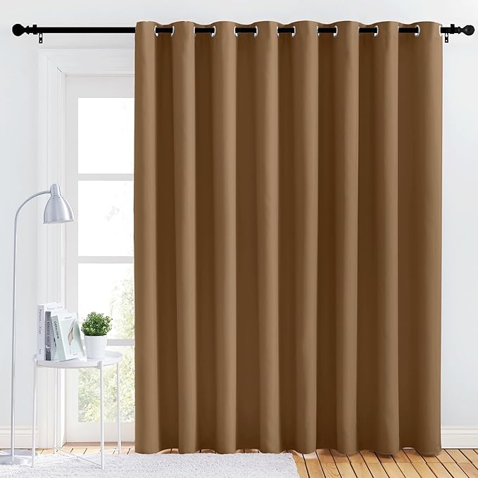 NICETOWN Bedroom Blackout Curtain Panel - (120 inches by 90 inch, Gold Brown, 1 PC) Energy Saving Thermal Insulated Grommet Blackout Drapery for Patio, Room Divider Curtain by NICETOWN