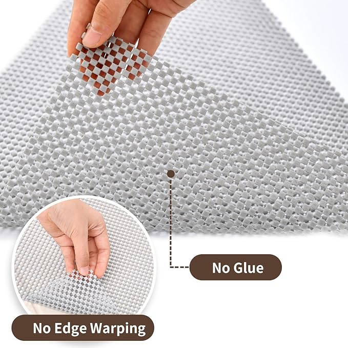 Drawer and Shelf Liner for Kitchen Cabinet: 12 in X 10 Ft Non Slip Waterproof Shelf Paper Non Adhesive Refrigerator Liners Light Gray Easy Liners for Bathroom - Image 7