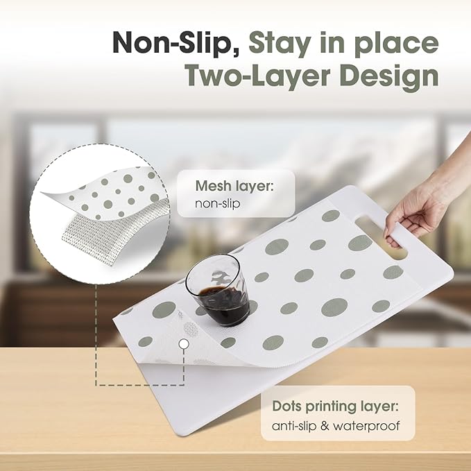 Beautysaid Shelf and Drawer Liner for Kitchen Cabinet, Non Adhesive Non Slip Shelf Paper Waterproof Washable Thickened for Dresser Pantry Shelve Bathroom Protector Liner(Polka Dot,23.6 in x 10 FT) - Image 2