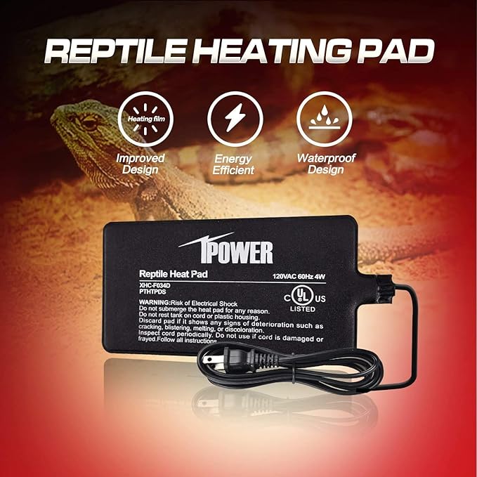 iPower 4"x7" Reptile Heat Mat Under Tank Terrarium Heater Warmer Heating Pad, Digital Thermometer and Hygrometer with Temperature and Humidity Probe for Amphibian Pet and Small Animals - Image 2
