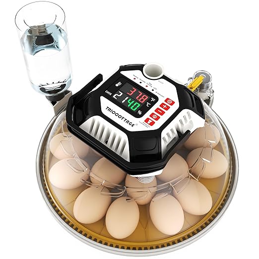 Incubators for Hatching Eggs 12-18 Egg Incubator with Automatic Egg Turning and Humidity Control,Egg Candler,Auto Water Replenishment,for Chicken Eggs and Quail Egg M12H (Yellow) by TRIOCOTTAGE