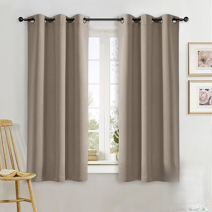 NICETOWN Blackout Curtain Blind for Bedroom, Single Panel, W34 x L63 inches, Taupe, Thermal Insulated Grommet Blackout Room Darkening Drape/Drapery by NICETOWN