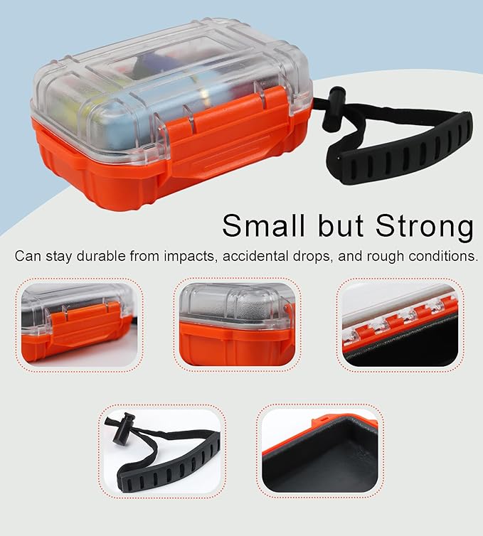 Small Waterproof Box Mini Dry Box Waterproof Container Watertight Storage Case Small Waterproof Boxes for Kayaking Boating Orange Drybox, 5.5" L x 4" W x 2.4" H - Image 6