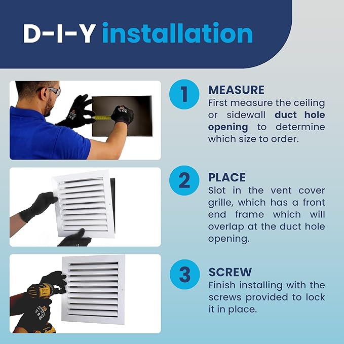 8x6 Inch (Duct Opening) Air Return Vent Cover Decorative – Premium Aluminum AC Vent Cover for Ceiling & Wall, Rustproof Grille, Ideal for Home HVAC Grille, Durable & Easy to Install by ACLAMINAIRE - Image 5