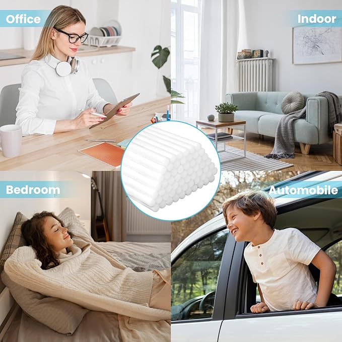 60PCS Humidifier Stick Filter Refill 4 Inch – Universal Cotton Replacement Wicks, Rapid Absorption Fits Mini Portable USB Cool Mist Diffusers, Car Travel Humidifiers, Home Bedroom Office Use - Image 7
