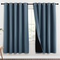 NICETOWN 100% Blackout Window Curtain Panels, Smoky Blue, 2 Pieces, 70-inch Wide Per Panel, Full Light Blocking Drapes with Black Liner for Nursery, 72-inch Drop Thermal Insulated Draperies by NICETOWN